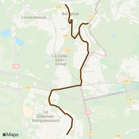 Île-de-France Mobilités Place Laboulaye↔︎Pont de Bougival map