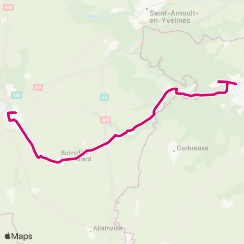 Île-de-France Mobilités Gare de Dourdan↔︎Église map