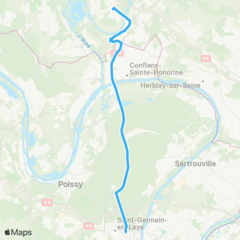 Île-de-France Mobilités Rue Thiers↔︎Gare de Cergy Préfecture (G) map