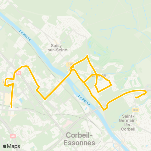 Île-de-France Mobilités Gare Évry Courcouronnes↔︎Le Golf map