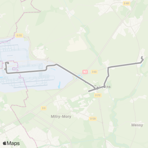 Île-de-France Mobilités Mairie de Juilly↔︎Gare de Roissypôle / Aéroport CDG 1 Terminal 3 (C4) map