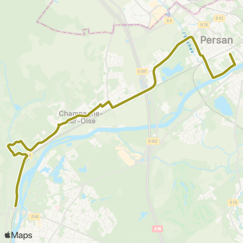 Île-de-France Mobilités Persan Beaumont Gare↔︎Mairie / Gare map