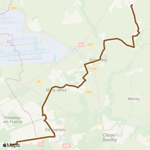 Île-de-France Mobilités Gare de Dammartin Juilly St Mard↔︎Gare de Mitry-Claye map