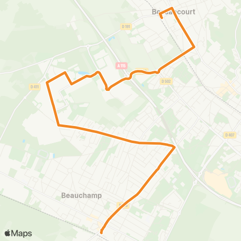 Île-de-France Mobilités Gare de Bessancourt↔︎Gare de Montigny / Beauchamp map