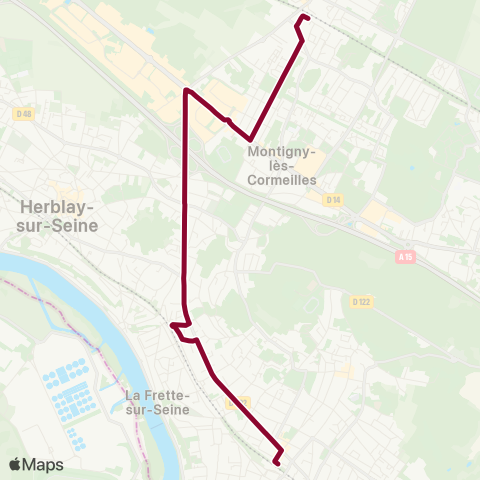 Île-de-France Mobilités Gare de Cormeilles en Parisis↔︎Gare de Montigny / Beauchamp map