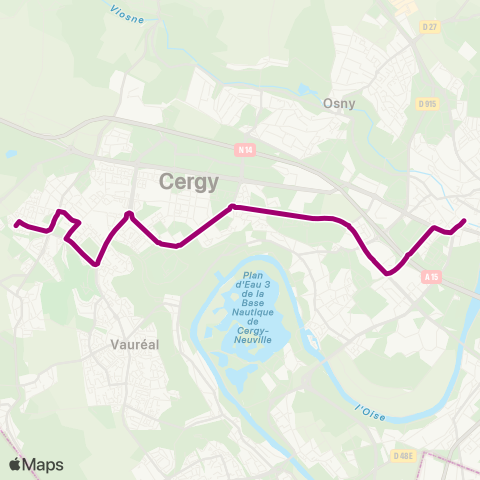 Île-de-France Mobilités Les Croizettes↔︎Pontoise Gare map