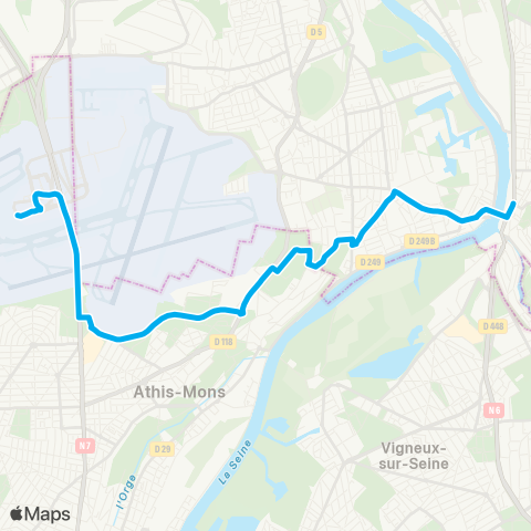 Bord de l'Eau Gare de Villeneuve-St-Georges↔︎Aéroport Orly 1-2-3 map