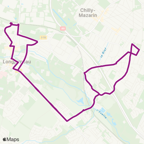 Paris-Saclay Mobilités Gare RER Longjumeau↔︎Gare RER Longjumeau map