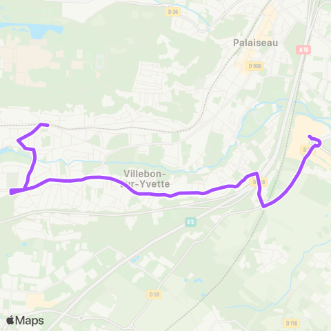 Paris-Saclay Mobilités Gare de Lozère↔︎Ctre comm. Villebon 2 map