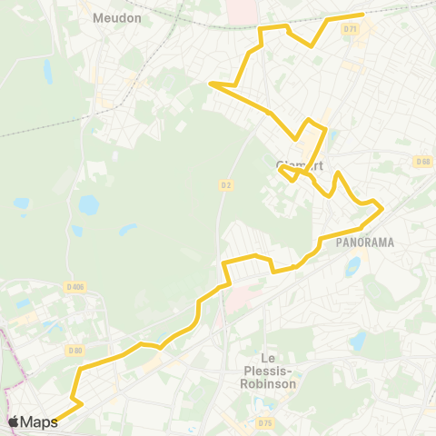 Île-de-France Mobilités Maison de Quartier / André Charré ↔ Gare de Clamart map