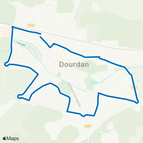 Essonne Sud Ouest Gare de Dourdan↔︎Gare de Dourdan map