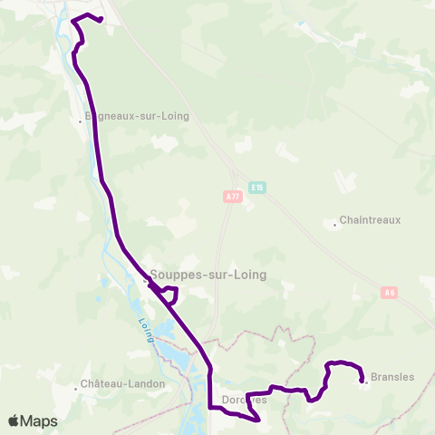 Vallée du Loing - Nemours Gare Souppes Parvis↔︎Aristide Briand map