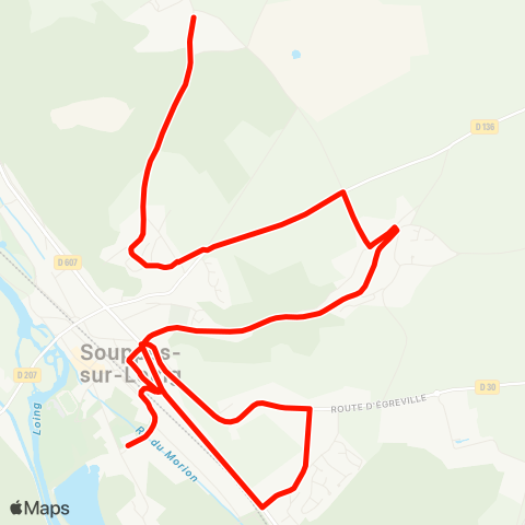 Vallée du Loing - Nemours Le Coudray↔︎Gare de Souppes-s/-Loing Dépose map