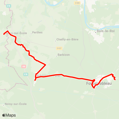 Fontainebleau - Moret Aristide Briand↔︎Forêt Fleury map