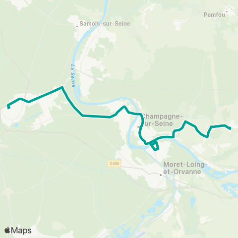 Fontainebleau - Moret François 1er↔︎Basse Roche map