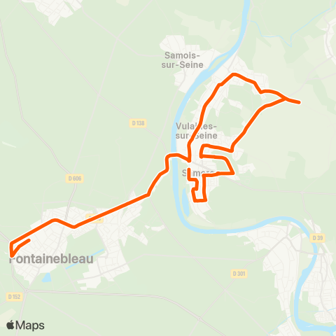 Fontainebleau - Moret François 1er↔︎Le Bac map