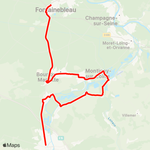 Vallée du Loing - Nemours François 1er↔︎Poste Bourron-Marlotte map