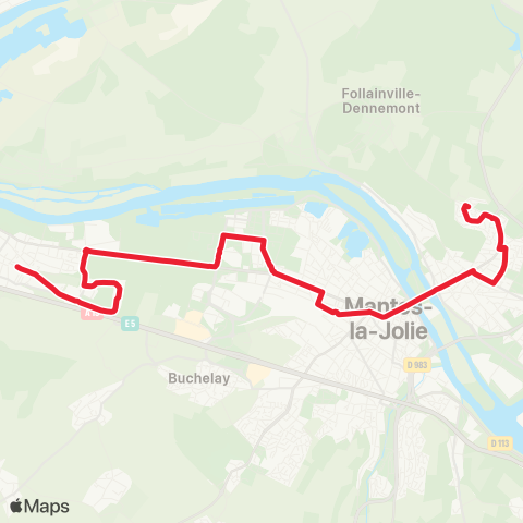 Mantois Hôp. François Quesnay↔︎Mantes la Jolie Gare rout. / Quai 1 map