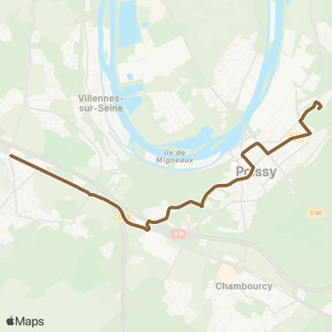 Poissy - Les Mureaux Saint-Exupéry↔︎La Coudraie map