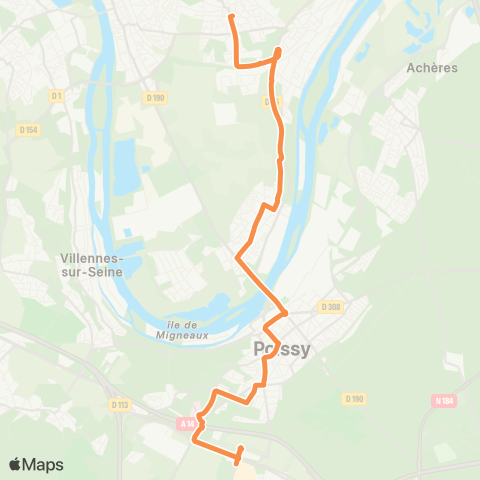 Poissy - Les Mureaux Les Ouches↔︎Collège André Derain map