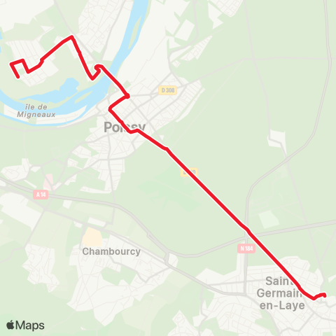 Poissy - Les Mureaux Gare de St-Germain-en-Laye↔︎Parvis Gare / Poissy map