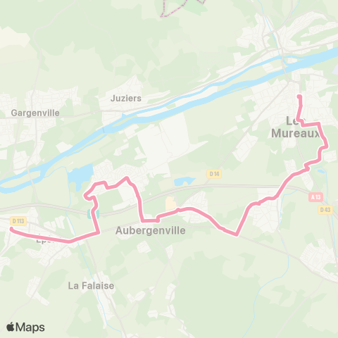 Poissy - Les Mureaux Gare des Mureaux (B2)↔︎D 113 map