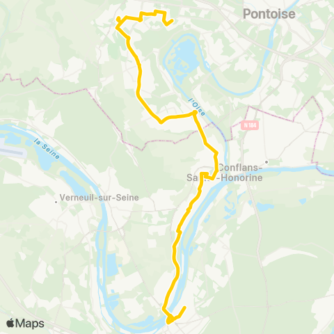 Poissy - Les Mureaux Martelet↔︎Peugeot map