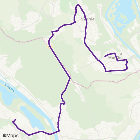 Poissy - Les Mureaux Notre-Dame Chemin Vert↔︎Bas Rucourt map