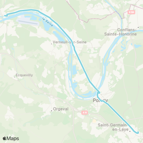 Poissy - Les Mureaux Arquebuse↔︎Gare Routière Nord (C1) map