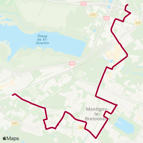 Saint-Quentin-en-Yvelines Pas du Lac↔︎Trappes Gare map