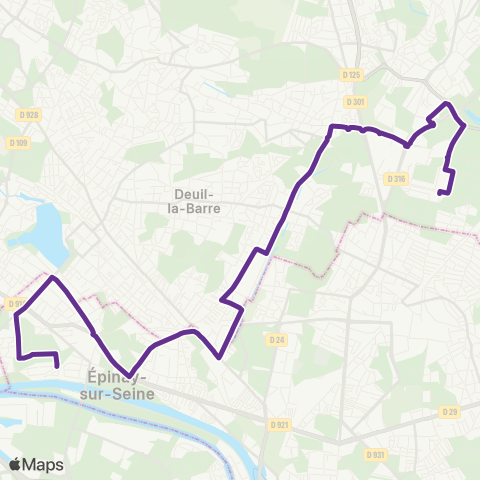 Vallée de Montmorency Gare d'Épinay-sur-Seine↔︎Les Flanades map