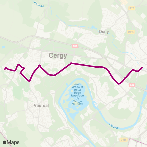 Cergy-Pontoise Confluence Les Croizettes↔︎Pontoise Gare map