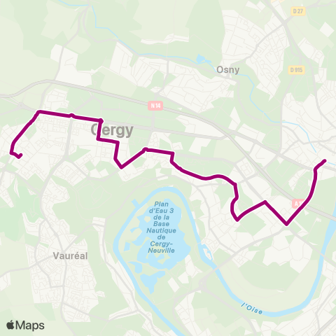 Cergy-Pontoise Confluence Pontoise Gare↔︎Cergy St-Christophe RER map