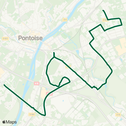 Cergy-Pontoise Confluence Lycée Jean Perrin↔︎Oise Hautil / Préf. RER map