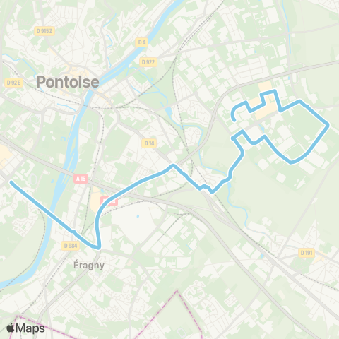 Cergy-Pontoise Confluence Avenue de l'Est↔︎Equerre map