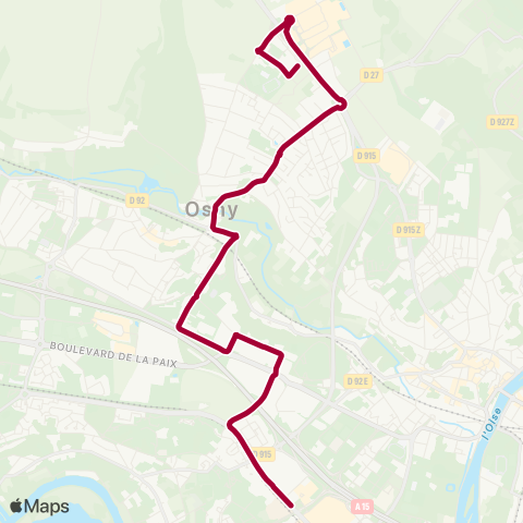 Cergy-Pontoise Confluence Préfecture RER↔︎Clinique Sainte Marie map