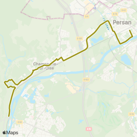 Haut Val d'Oise Persan Beaumont Gare↔︎Mairie / Gare map