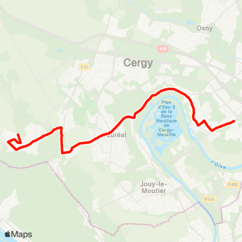 Cergy-Pontoise Confluence Les Plants / Préf. RER↔︎La Taillette map