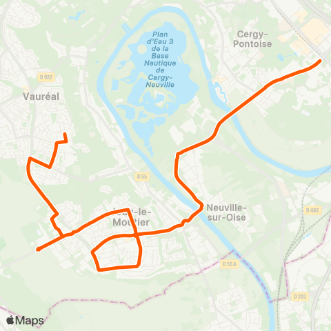 Cergy-Pontoise Confluence Les Toupets↔︎Les Plants / Préfecture RER map