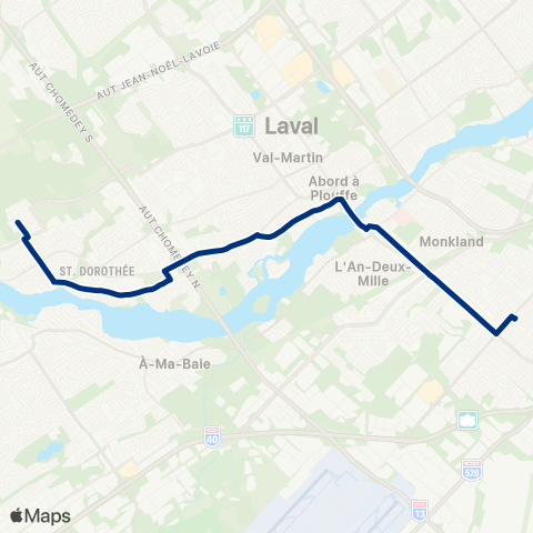 STL Métro Côte-Vertu map