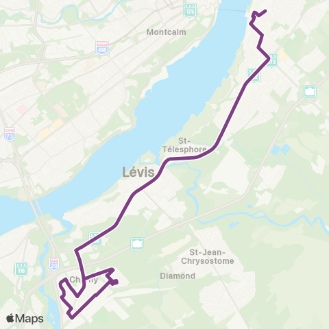 STLévis Charny / UQAR - Lévis centre map