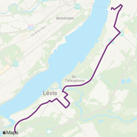 STLévis Québec - Presqu'Île - St-Romuald / UQAR - Lévis Ctre map