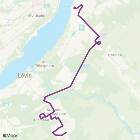 STLévis St-Jean-Chrysostome / UQAR - Lévis Ctre map