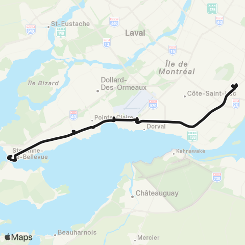 STM Sainte-Anne-de-Bellevue / Centre-Ville map