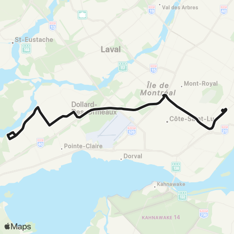 STM Pierrefonds / Centre-Ville map