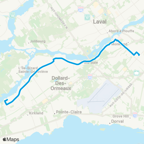 STM Express Pierrefonds / Gouin map