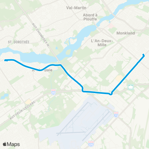 STM Trainbus Roxboro / Côte-Vertu map