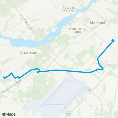 STM Express Dollard-des-Ormeaux map