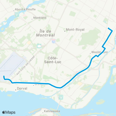 STM bus 747 YUL Aéroport / Centre-Ville map