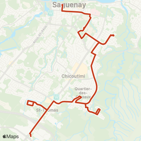 STS Terminus Chicoutimi - Séminaire / UQAC / Cégep map